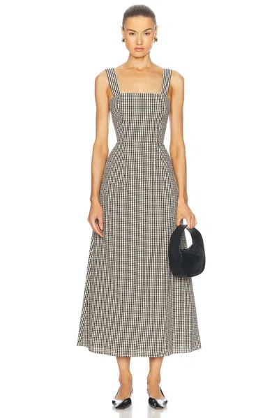 Posse Amelia Square Neck Dress In Gingham Black & Cream
