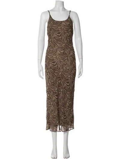 Pre-owned Posse Animal Print Midi Length Dress In Neutral