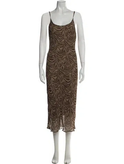 Pre-owned Posse Animal Print Midi Length Dress In Neutrals