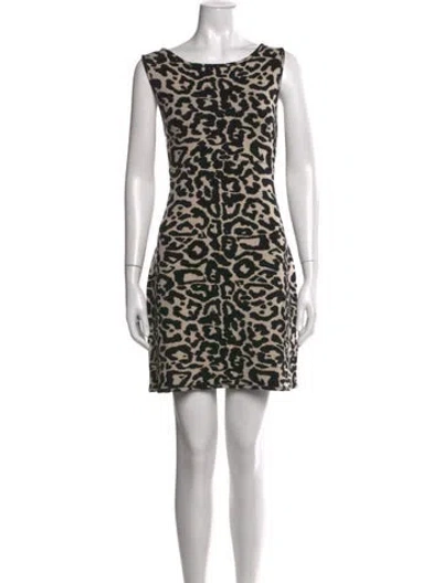 Pre-owned Posse Animal Print Mini Dress In Black