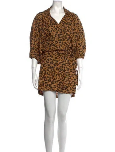 Pre-owned Posse Animal Print Mini Dress In Brown