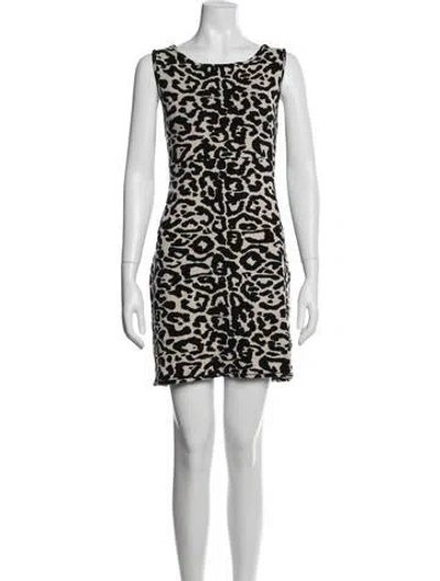 Pre-owned Posse Animal Print Mini Dress In White