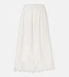 Posse Antoinette Scalloped Embroidered Cotton-voile Midi Skirt In White