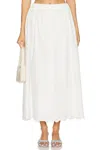 Posse Antoinette Scalloped Embroidered Cotton-voile Midi Skirt In White