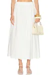 Posse Antoinette Scalloped Embroidered Cotton-voile Midi Skirt In White