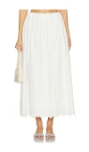 Posse Antoinette Scalloped Embroidered Cotton-voile Midi Skirt In White