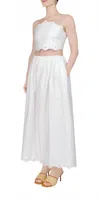 Posse Antoinette Scalloped Embroidered Cotton-voile Midi Skirt In White
