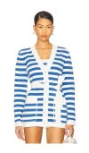 Posse Womens Blue Stripe Ari Stripe Knitted Cardigan Xs In Blue