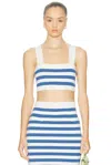 Posse Womens Blue Stripe Ari Stripe Knitted Crop Top In Multi