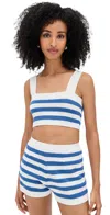Posse Womens Blue Stripe Ari Stripe Knitted Crop Top In Blue