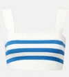 Posse Womens Blue Stripe Ari Stripe Knitted Crop Top In Blue
