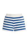 Posse Ari Striped Knit Shorts In Blue