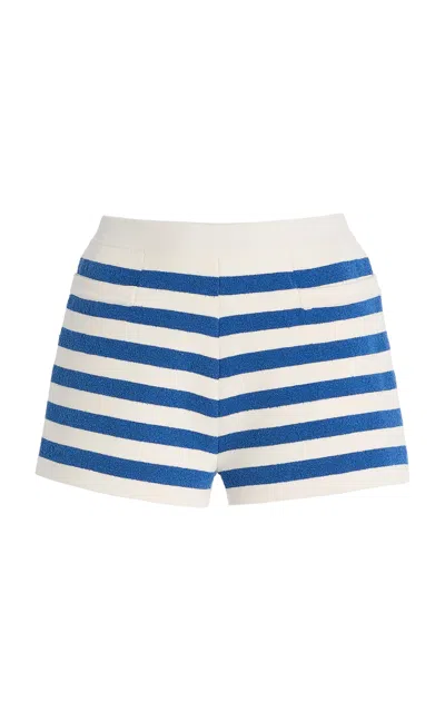 Posse Ari Striped Knit Shorts In Blue