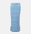 Posse Womens Blue Stripe Ari Stripe Knitted Maxi Skirt Xs In Blue