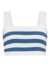 Posse Womens Blue Stripe Ari Stripe Knitted Crop Top In Blue