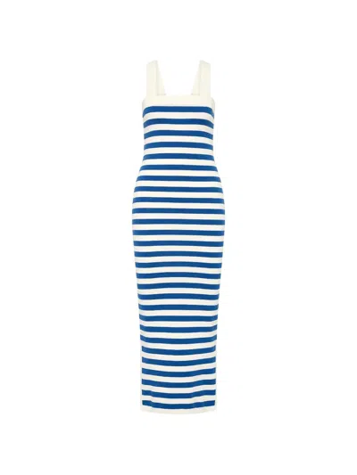 Posse Ari Stripe-pattern Sleeveless Maxi Dress In Blue