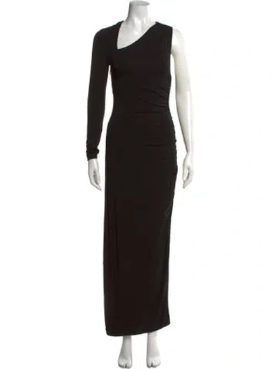 Pre-owned Posse Asymmetrical Long Dress In Black