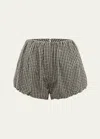 Posse Aurelia Gingham Cotton Shorts In Gingham Black Cr
