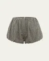 Posse Aurelia Cotton Gingham Shorts In Gingham Black  Cream