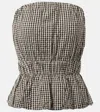Posse Aurelia Strapless Gingham Cotton Top In Black