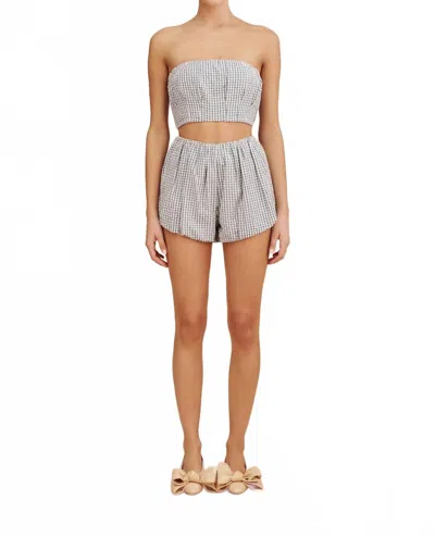 Posse Aurelia High Waist Short In Blue/ Cream In Gray