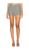 Posse Aurelia Gingham Cotton Shorts In Gingham Black & Cream