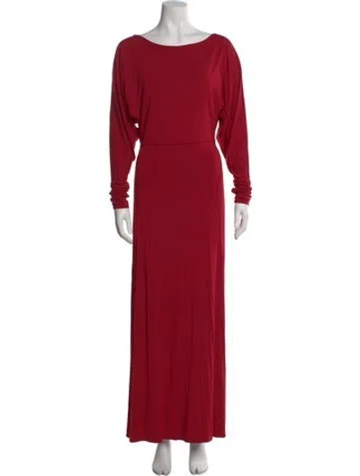 Pre-owned Posse Bateau Neckline Long Dress In Red