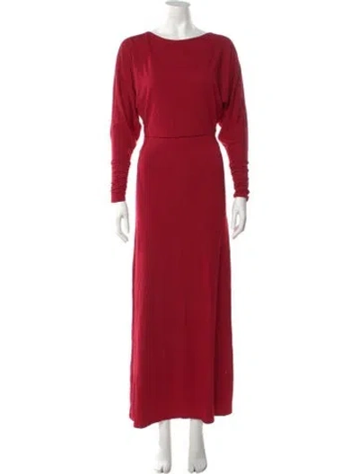 Pre-owned Posse Bateau Neckline Long Dress In Red