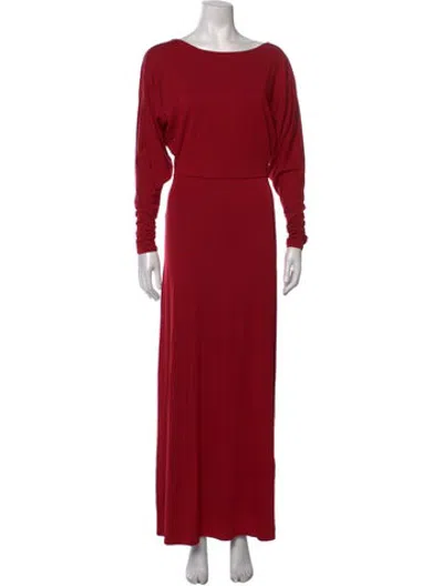 Pre-owned Posse Bateau Neckline Long Dress In Red