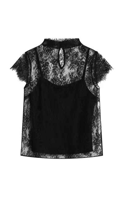Posse Blake Lace Silk Top In Black
