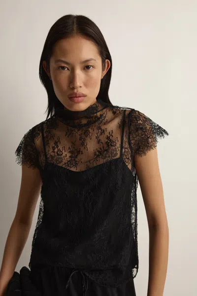 Posse Blake Lace Tee In Black