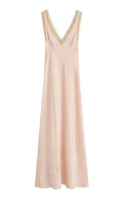 Posse Blake Lace-trimmed Silk Maxi Dress In Pink