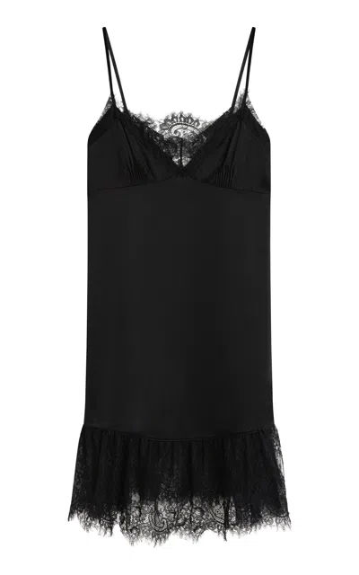 Posse Blake Lace-trimmed Silk Midi Dress In Black