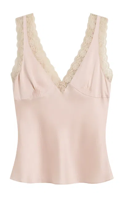 Posse Blake Lace-trimmed Silk Tank Top In Pink