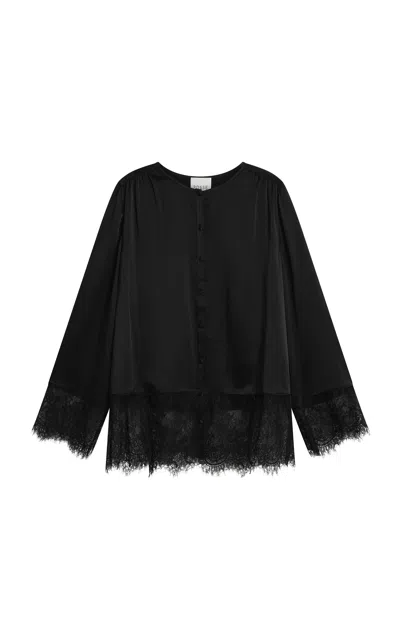 Posse Blake Lace-trimmed Silk Top In Black