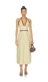 Posse Bowie Polka-dot Linen And Cotton-blend Halterneck Midi Dress In Neutral