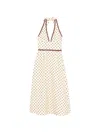 Posse Bowie Polka-dot Linen And Cotton-blend Halterneck Midi Dress In Neutral