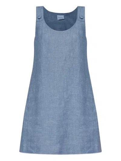 Posse Button-detailing Sleeveless Mini Day Dress In Blue