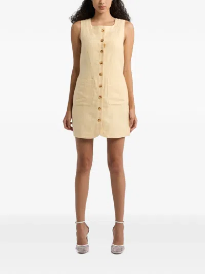 Posse Button Sleeveless Mini Dress In Neutral