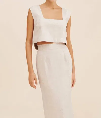 Posse Exclusive Martina Linen Crop Top In White