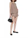 Posse Callie High Waist Shorts In Petite Mocha Gingham In Brown