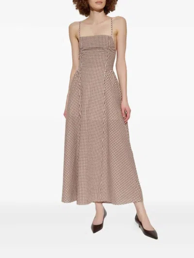 Posse Callie Maxi Dress In Petite Mocha Gingham In Multi