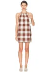 Posse Womens Mocha Gingham Callie Gingham-print Cotton Mini Dress Xs In Multi