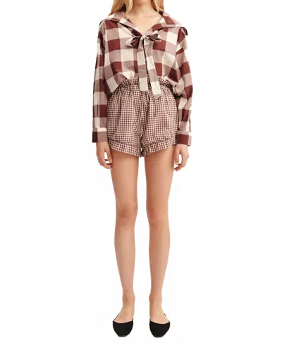 Posse Callie Relaxed Fit Shirt In Mocha Gingham In Brown