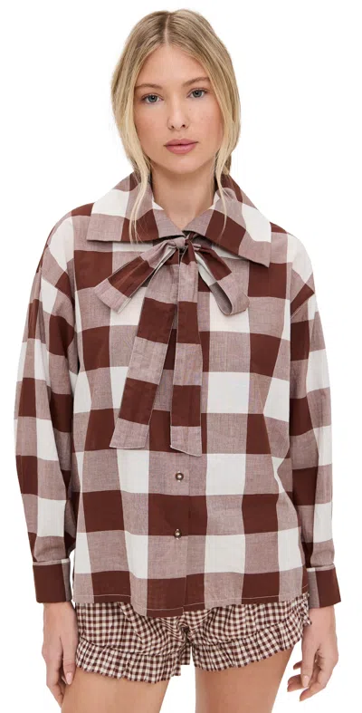 Posse Callie Shirt Mocha Gingham In Brown