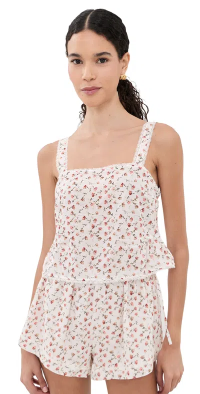 Posse Charlotte Top Watercolour Floral In Gold