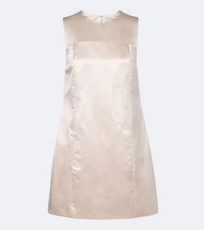 Posse Chester Cotton And Silk Satin Shift Dress In Neutral