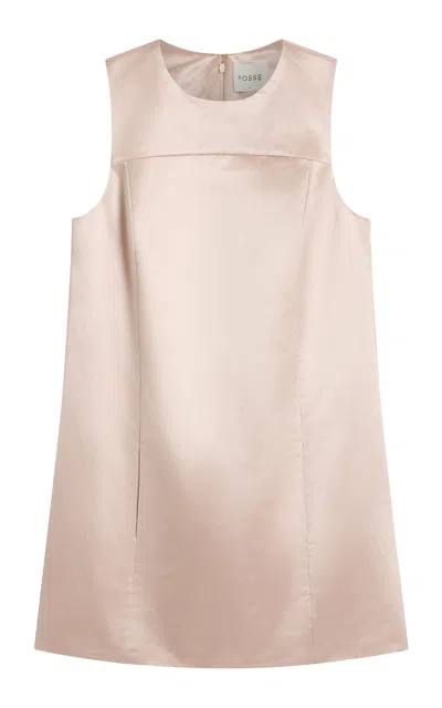 Posse Chester Cotton-silk Shift Mini Dress In Pink