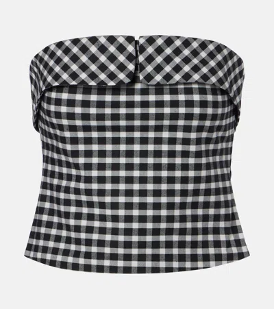 Posse Chiara Gingham Cotton-blend Tube Top In Black