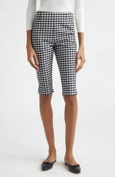 Posse Chiara Gingham Stretch Cotton Capri Pants In Black